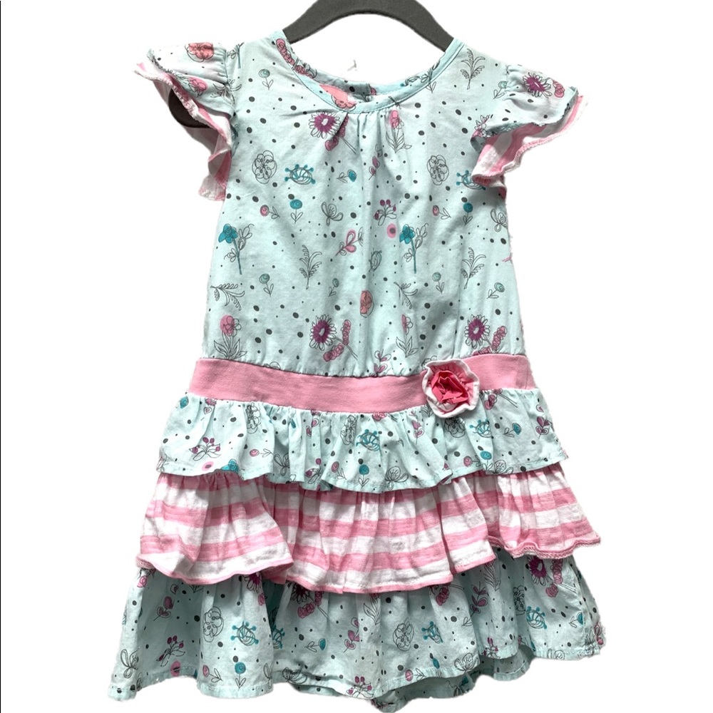 Beetlejuice London girl’s short sleeve floral and stripes dress, size 3